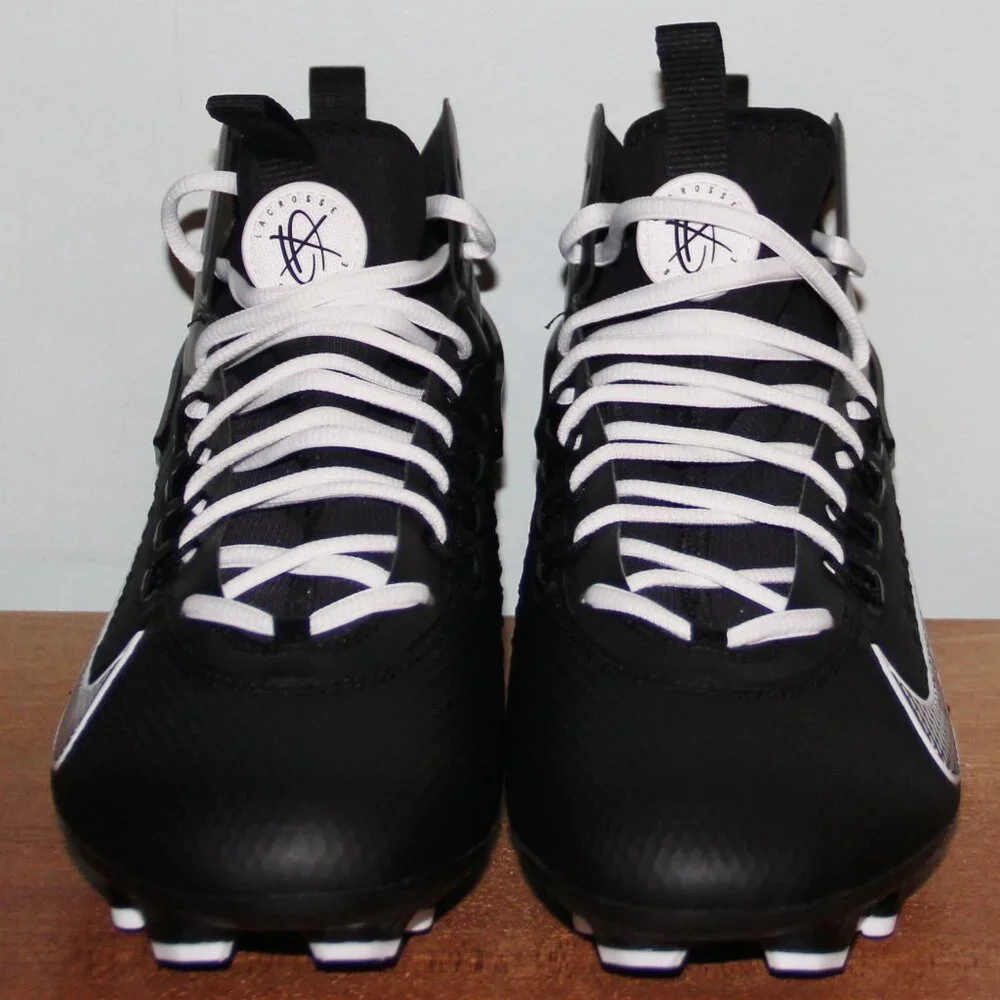 Nike Alpha Huarache 9 Elite Mid Lacrosse Cleats Mens 12 Black White